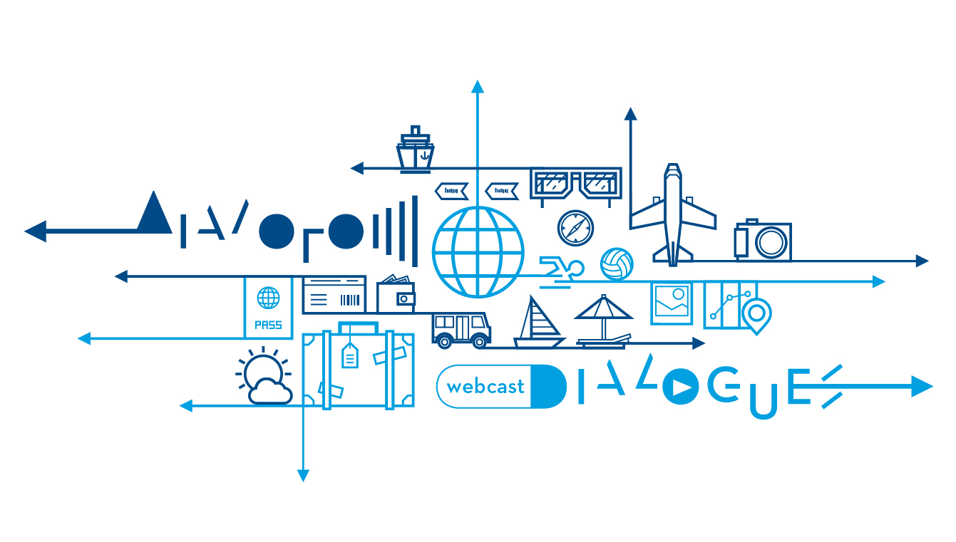 Μπάνερ με διάφορα γραφικά με θέμα τα ταξίδια που λέει  