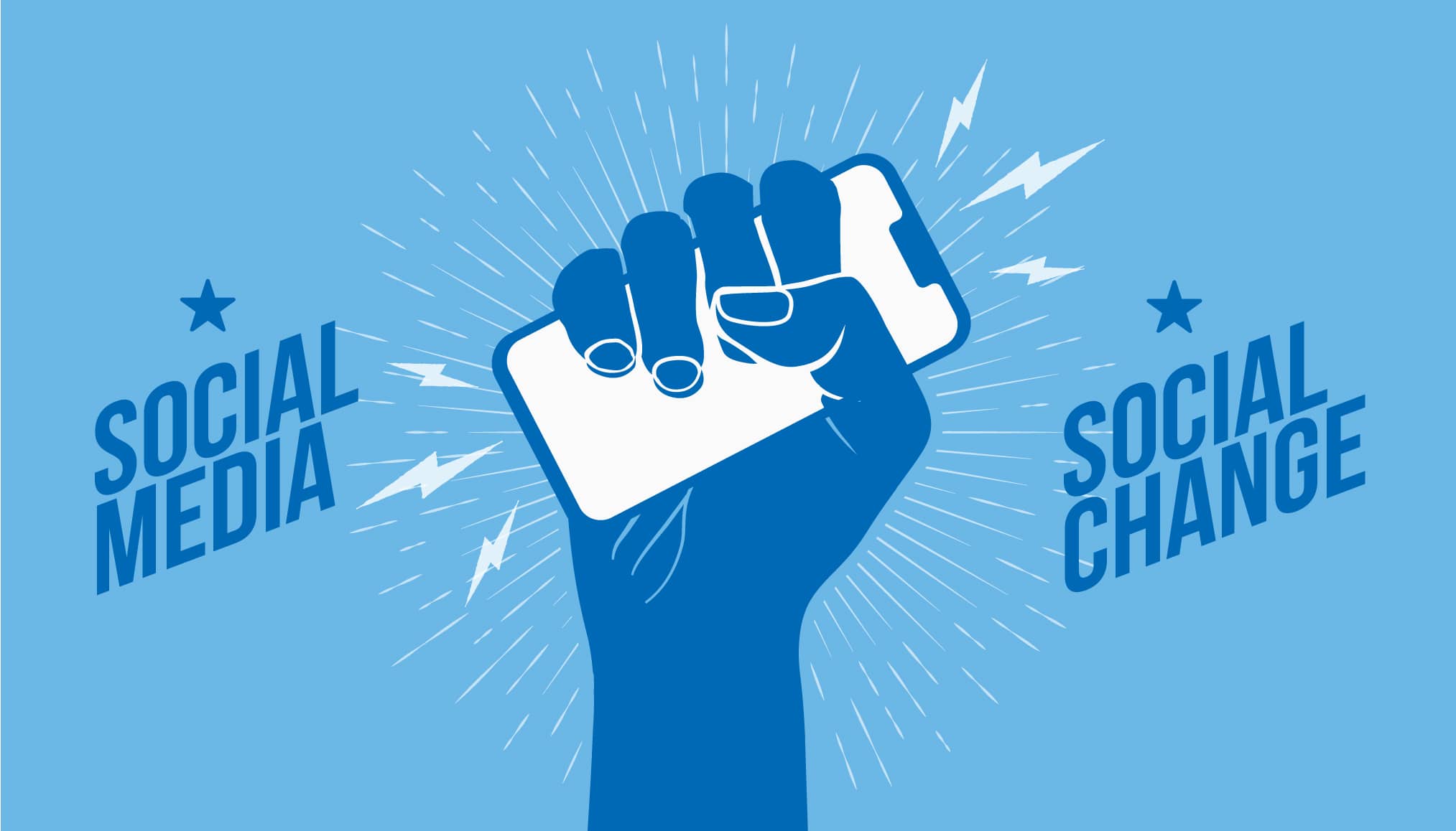 Banner depicting a hand holding a mobile phone saying 