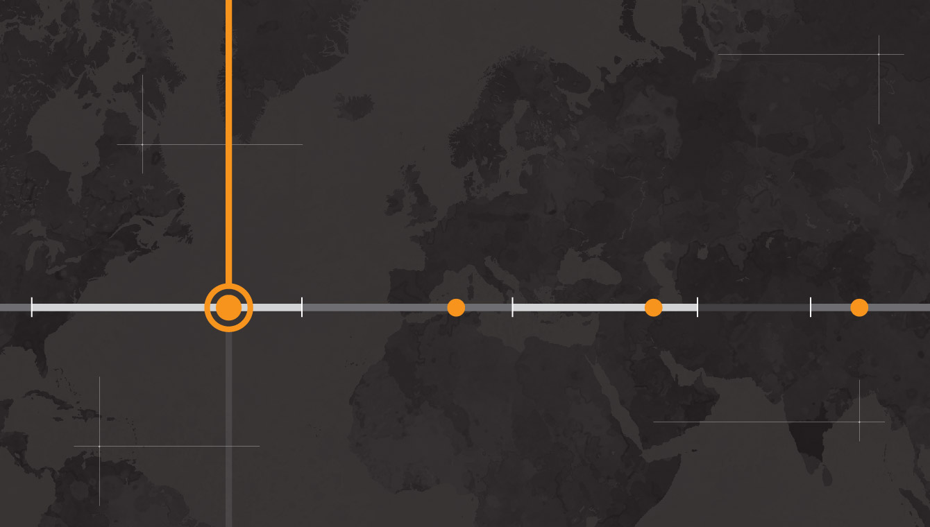 Banner with the map of the earth and axes intersecting each other