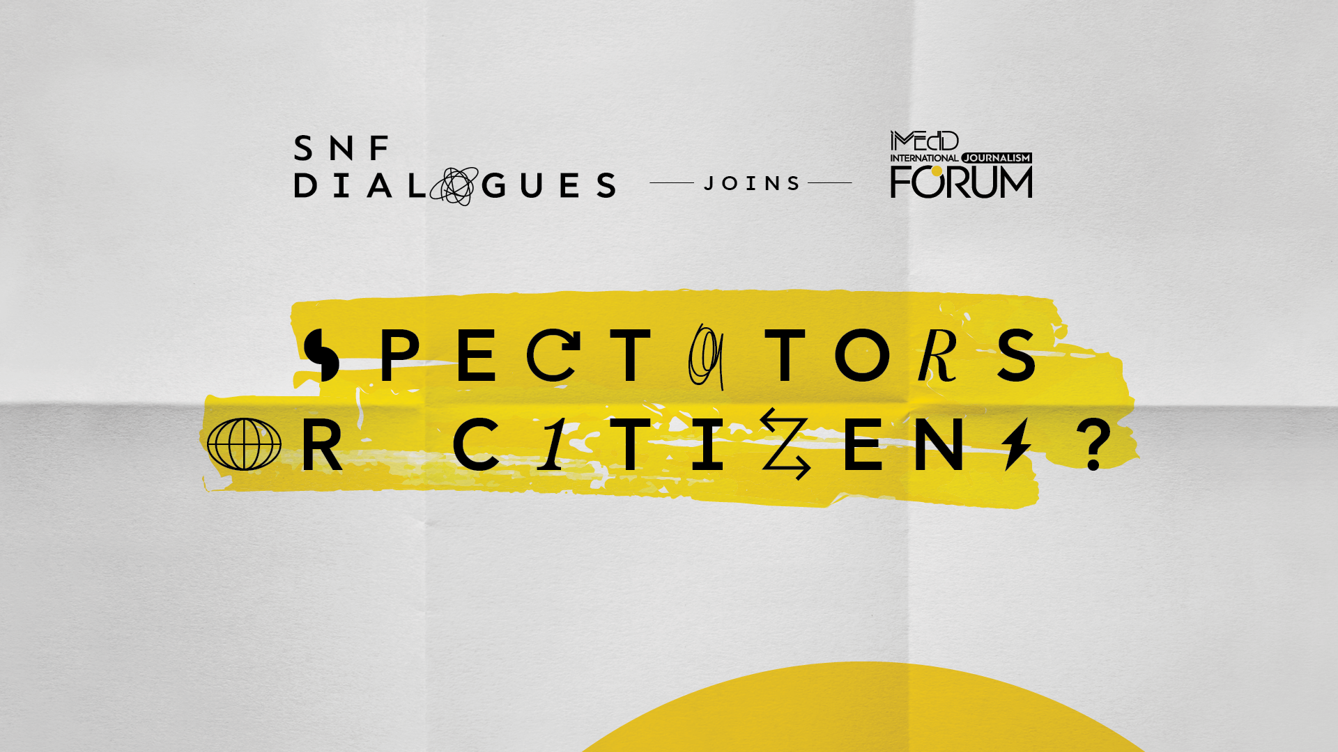 Banner with bold colors for SNF Dialogues event